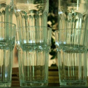 Clear drinking glasses