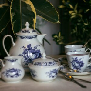 Blue and white porcelain tea set